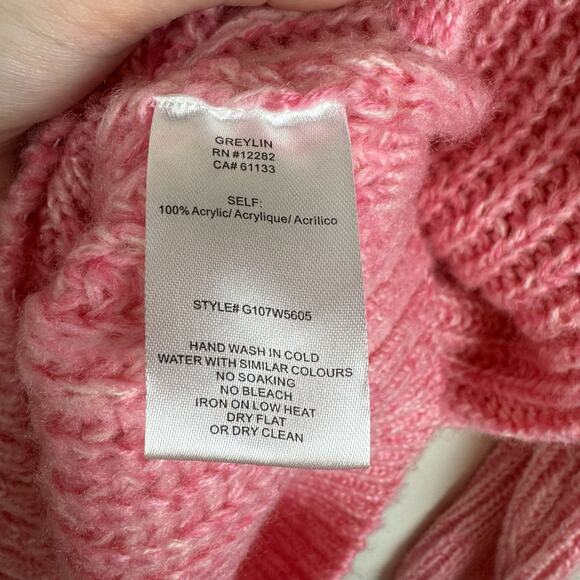 Greylin Womens Ruth Ruffle Shoulder Chunky Knit Sweater‎ in Pink Sz S | Feminine - Picture 12 of 15